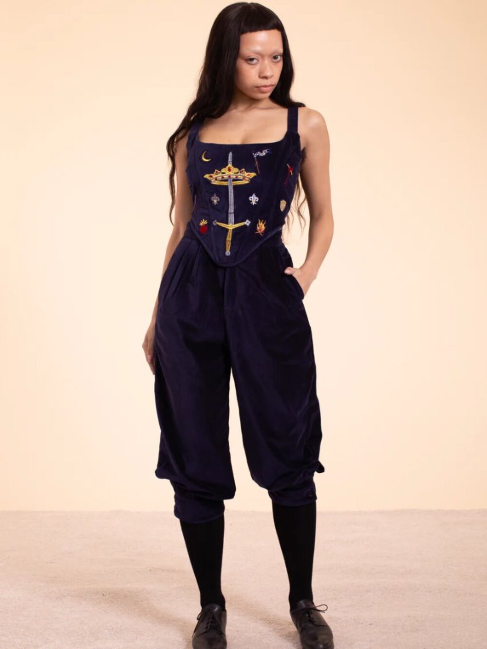 SAMANTHA PLEET- Navy Velvet Bodleian Pants